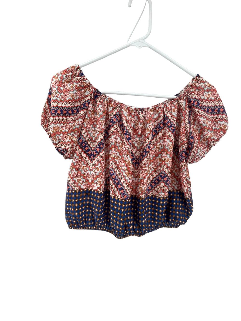 Necessary Objects Printed Short Sleeve Blouse Women's Size Small